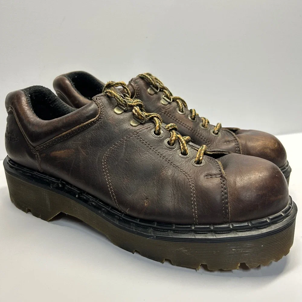 Dr. Martens 8312 Platform Shoes Brown Mens 10 Made In England Vintage Grunge Lug